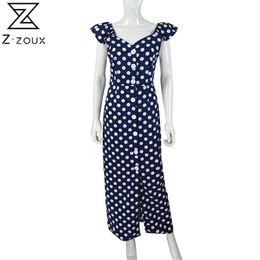 Women Dress Ruffles V-Neck Dot Dresses Split Plus Size Long Summer Clothes Fashion 210513