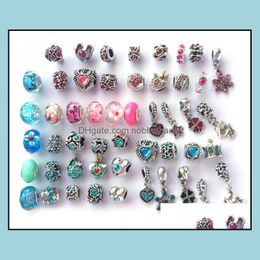 Alloy Loose Beads Jewellery Mix Style And Colour Rhinestone Antique Sier Plated Big Hole Charms Fit European Bracelet Diy Drop Delivery 2021 Jw