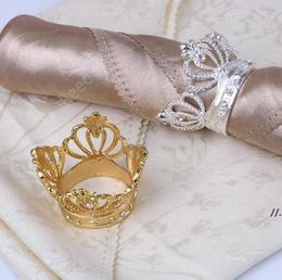 diamond napkin ring UK - 50 Pcs Crown Napkin Ring with Diamond Exquisite Napkins Holder Serviette Buckle for Hotel Wedding Party Table Decoration DAR106