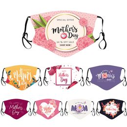 Designers Men Women Face Mask Adult Couple Happy Mother Day Party Masks Dustproof Printed Mom Adjustable Mouth Facemask w-00760