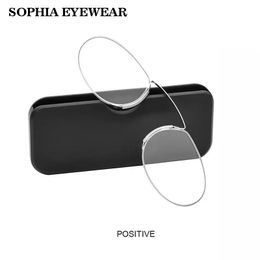 -Sophia Tragbare dünne Pince-Nez Nase-Clip Lesebrille Ultraleicht Mini-SOS-Rezept ohne Beine für Männer + 3 + 4 Sonnenbrillen