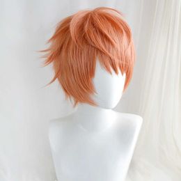 Division Rap Battle Hypnosis MIC Busujima Meison Riou Orange Wig Cosplay s Short Fluffy Layered Anime s + Cap Y0913