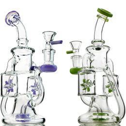 Heady Glass Bong Double Recycler 14mm Female Joint Hookah Water Pipes Propeller Perc Oil Dab Rig Smoking Accessories Bongs With Bowl