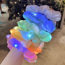 LED intestine hair Party ins luminous headdress gears shiny rope net red nightclub bungee Colour lamp rubber band female accessor 2097 V2