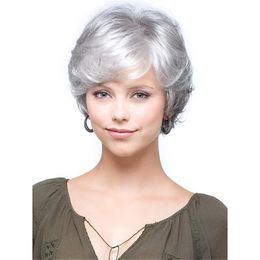 Woodfestival nonna parrucca grigia Ombre Breve parrucche sintetiche ondulate ricci donne americane in fibra resistente al calore