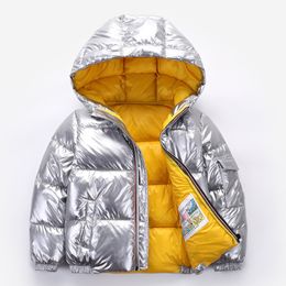 2021 Giacca invernale per bambini Cappotto per bambina bambina argento oro Ragazzi Casual Cappotti con cappuccio Abbigliamento per bambini Outwear kid Parka Giacche tuta da neve