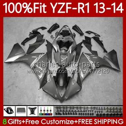 Injection Mould Bodywork For YAMAHA YZF-R1 YZF R 1 1000CC YZF1000 13-14 Bodys 97No.147 YZF R1 1000 CC 2013-2014 Glossy Grey YZFR1 13 14 YZF-1000 2013 2014 OEM Fairing Kit