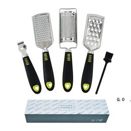 NEWKitchen Utensil Set Hand-held Stainless Steel Cheese Graters Zester for Potato Ginger Garlic with Brush Box Tools EWB7977