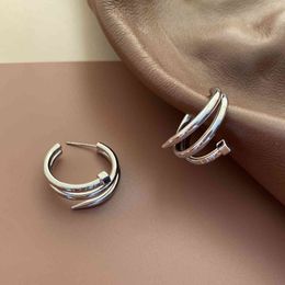 Classic Jewellery 2021 Korean fashion metal nail aros pendant for women best friend gift accessories stud earrings