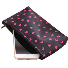 Cute Cosmetic Bag Heart Printed Makeup Bags Lovely Clutch Portable Handbag Travel Toiletry Collapsible StorageBag WLL591