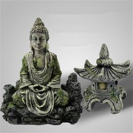 Decor Ancient Buddha Lighthouse Statue for Fish Tank Ornament Aquarium Accessories Y200922