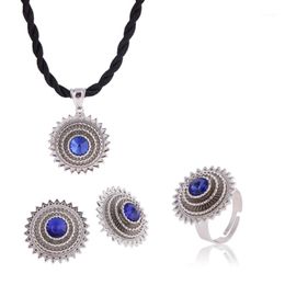 Earrings & Necklace Lingxiu Silver Colour Cz Stone Ethiopian Jewellery African Women Bridal Set Dubai Wedding Pendant Rope Ring Party Gift