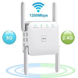 5G WiFi Repeater Wireless Router Extender 1200Mbps Wi-Fi Amplifier 802.11N Long Range Signal Booster 2.4G Repiter Routers For Laptop Mobile Phone iPad Tablet PC