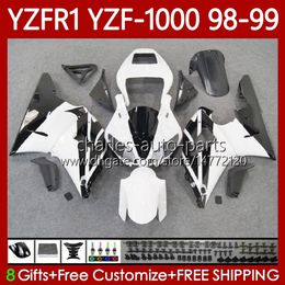 Motorcycle Body For YAMAHA YZF R 1 1000 CC YZF-R1 YZF-1000 98-01 Bodywork 82No.20 YZF R1 YZFR1 98 99 00 01 1000CC YZF1000 1998 1999 2000 2001 OEM Fairings Kit white glossy blk