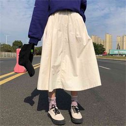 Simple Solid A-line College Wind All Match Basic Regular Hit Preppy Style Autumn Thin Good Arrival Female Women Skirts 210522