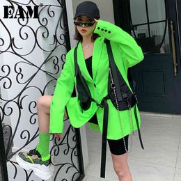 [EAM] Women Loose Fit Black Pocket Ribbon Hollow Out Vest V-collar Sleeveless Fashion Spring Autumn 1DD6399 21512