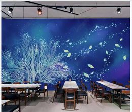 Custom photo wallpapers for walls 3d mural wallpaper Modern Children's room hand-painted blue forest tree restaurant background wall papers decoration painting