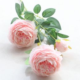 2021 3 Head Peony Artificial Flowers Peonies Silk Flower Floral Bouquet Wedding Decoration Fall Vivid Fake Flowers Home Decor
