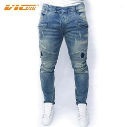 Men's Jeans VICVIK Brand Ripped Men Male Biker Pants Denim Mens Skinny Designer Clothes Men1