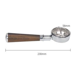 58mm Coffee Machine Philtre Holder E61 Bottomless Portafilter with Wooden Handle 62KD 210326