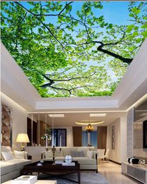 Customised wallpaper for walls Blue sky branches living room bedroom ceiling