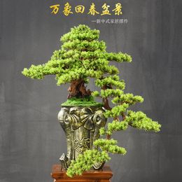 Fiori decorativi GATHONS Stile cinese Guest-Guest-Greeting Pine Dead Legno Artificiale Pianta Artificiale Decorazione della casa Accessori Zen Garden Bonsai Scrivania