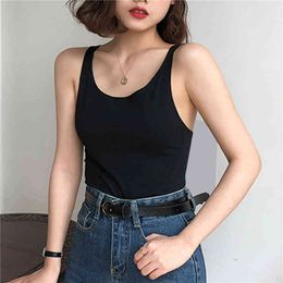 Camisoles Women Solid Simple BacklLeisure Womens Korean Style Tanks Tops Slim Crop Top Basic Sexy All-match 1PC X0507