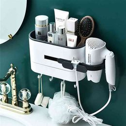 Wall-mounted Bathroom Rack Shampoo Cosmetic Shower Hairdryer Storage Space Household Items Accessories 210423