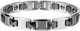 Здоровый вольфрамовый стальной браслет для мужчин Магнитный браслет Серебро / черный тональный размер поставляется с регулировочным инструментом