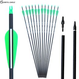 28/30/31 Inches Spine 500 Carbon Arrows Archery Target with Replaceable Screw Field Points for Compound Recurve Bow Hunting