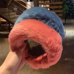 Crude Faux Fur Plush Head Band Headwear Winter Thick Furry Hairband Warm Wide White Fluffy Headband Hair Accessories for Women