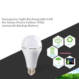 Emergency Lights Rechargeable LED Light Bulb Battery Backup Lamps Portable Hook Switch 6500K Works When Power Failure 9W