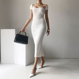 Women Dress Knitted Long Maxi Oversize Knitting Vestidos Elastic Bodycon Womens Dresses Summer Sexy Slim Skinny Plus Size 210423