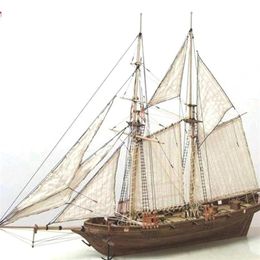 Handmade Wooden Wood Sailboat Ship Kits 1:100 Scale Home DIY Model Decoration Boat Gift Toy Ships Assembly 211102