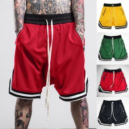 Fashionable Men's Basketball Shorts Elastic Rope Stretch Mesh Pocket Casual Plain Sports Solid Colour Sweatpants