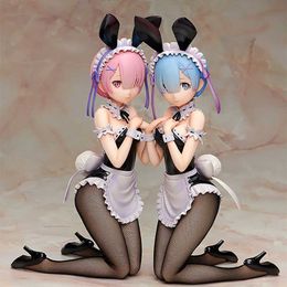 Re Zero Starting Life in Another World Ram Rem Bunny Ver. PVC Action Figure Anime Sexy Figure Model Toys Doll Gift Q0722