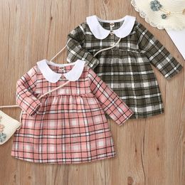 2021 Fashion Girl Dress Spring Autumn Cheque Printed Long Sleeve Baby Dresses Children's Clothing Factory Production Price Concessions