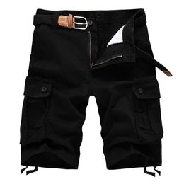 Summer Men's Baggy Multi Pocket Military Cargo Shorts Male Cotton Khaki Mens Tactical Shorts Short Pants 29-44 No Belt 210720