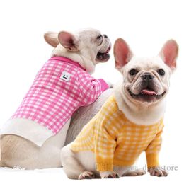 Pet Dog Apparel Korean Tusi Lattice Knitwear Sweater Warm Jackets Sweatshirts Youth Sunshine Outerwears Winter Pets Coat Soft Sweaters Clothing for Large Dogs A19