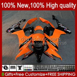 Motorcycle Bodys For KAWASAKI NINJA ZX1000C ZX-10R ZX 10R 10 R 1000 CC 08-10 Bodywork 56No.19 ZX10 1000CC ZX10R 08 09 10 ZX1000 2008 2009 2010 Fairing Kit Light Orange