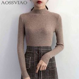 Autumn Winter Women Pullovers Sweater Knitted Korean Elasticity Casual Jumper Fashion Slim Turtleneck Warm Female Sweaters 210922