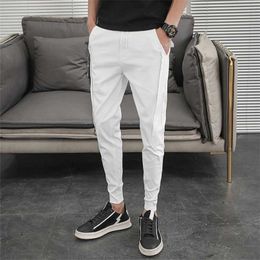 Korean Summer Pants Men Fashion Design Slim Fit Men Harem Pants Ankle Length Solid All Match Hip Hop Joggers Trousers Men 211008