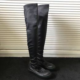 21FW Sheepskin genuine leather TPU Sole Over Knee Boots SIZE 35-45 High Top rock punk motorcycles Shoes