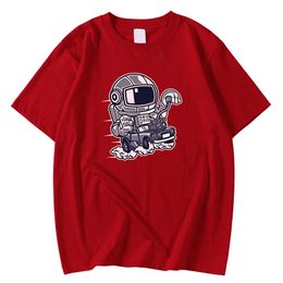 Fashion Brand Man Tshirts Oversized Comfortable T-Shirt Space Man Astronaut Driving Cars Print Clothes Short Sleeve T Shirt Male Y0809