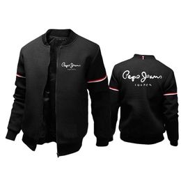 Men's Jacket Pepe Print Solid Colour Zipper Sports Male Casual Outdoor Running Baseball Uniform 211126