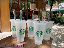 Starbucks Mermaid Goddess 24oz/710ml Plastic Mugs Tumbler Lid Reusable Clear Drinking Flat Bottom Pillar Shape Straw Bardian Cups 2000pcs Free DHL