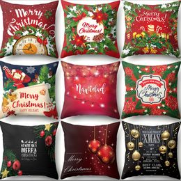45x45cm Linen pillow cover Christmas Series Pillowcase For Home Sofa Car Cushion Cover Without inside core