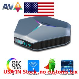 Ship from usa A95X F4 TV Box Amlogic S905X4 RGB Light Android 10 4G 32GB Support Dual Wifi 8K