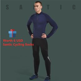 Racing Pants Santic MTB Bike Bib Autumn Winter Cycling Pant With Pad Bicycle Tights Downhill Trousers Clothing