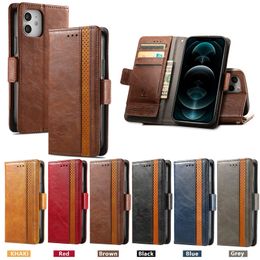 Business Magnetic Flip PU Leather Wallet Cases For Iphone 13 12 Mini 11 Pro Max XR XS X 8 7 6 Plus Phone13 Magnet Deluxe Cover Credit Card Slot Holder Stand Men Mobile Pouch